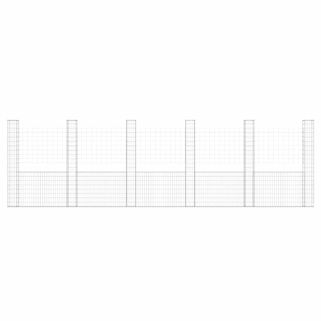 Gabionenkorb U-Form mit 2 Säulen Eisen 140x20x150 cm