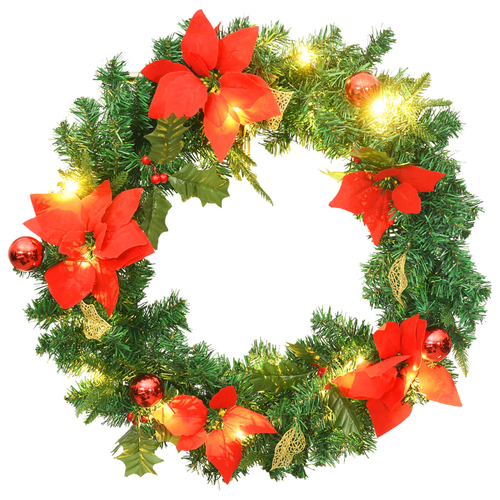 Weihnachtskranz mit LED-Lichtern Grün 60 cm PVC