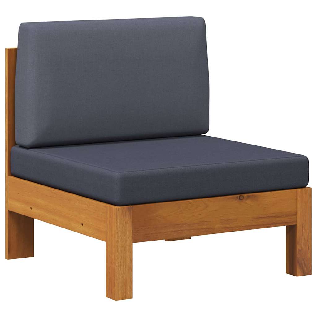 2-tlg. Garten-Lounge-Set mit Cremeweißen Kissen Akazienholz