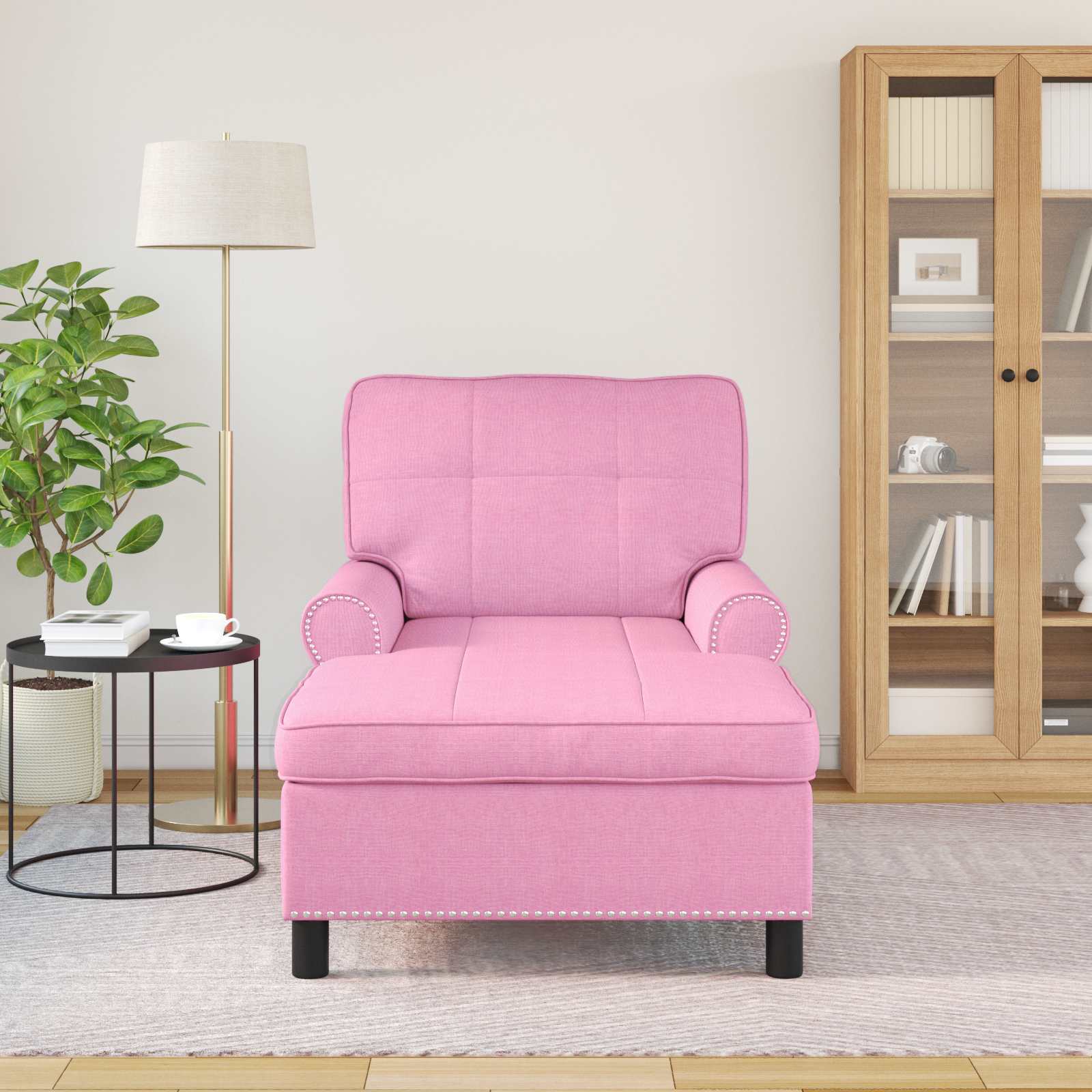 Lounge-Liege mit Kissen Hellgrau 91 x 157 x 91 cm Stoff