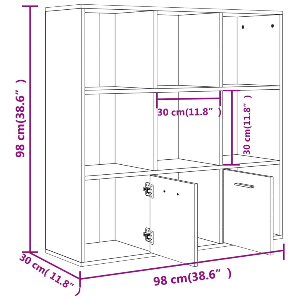 Bücherregal Weiß 98x30x98 cm Holzwerkstoff