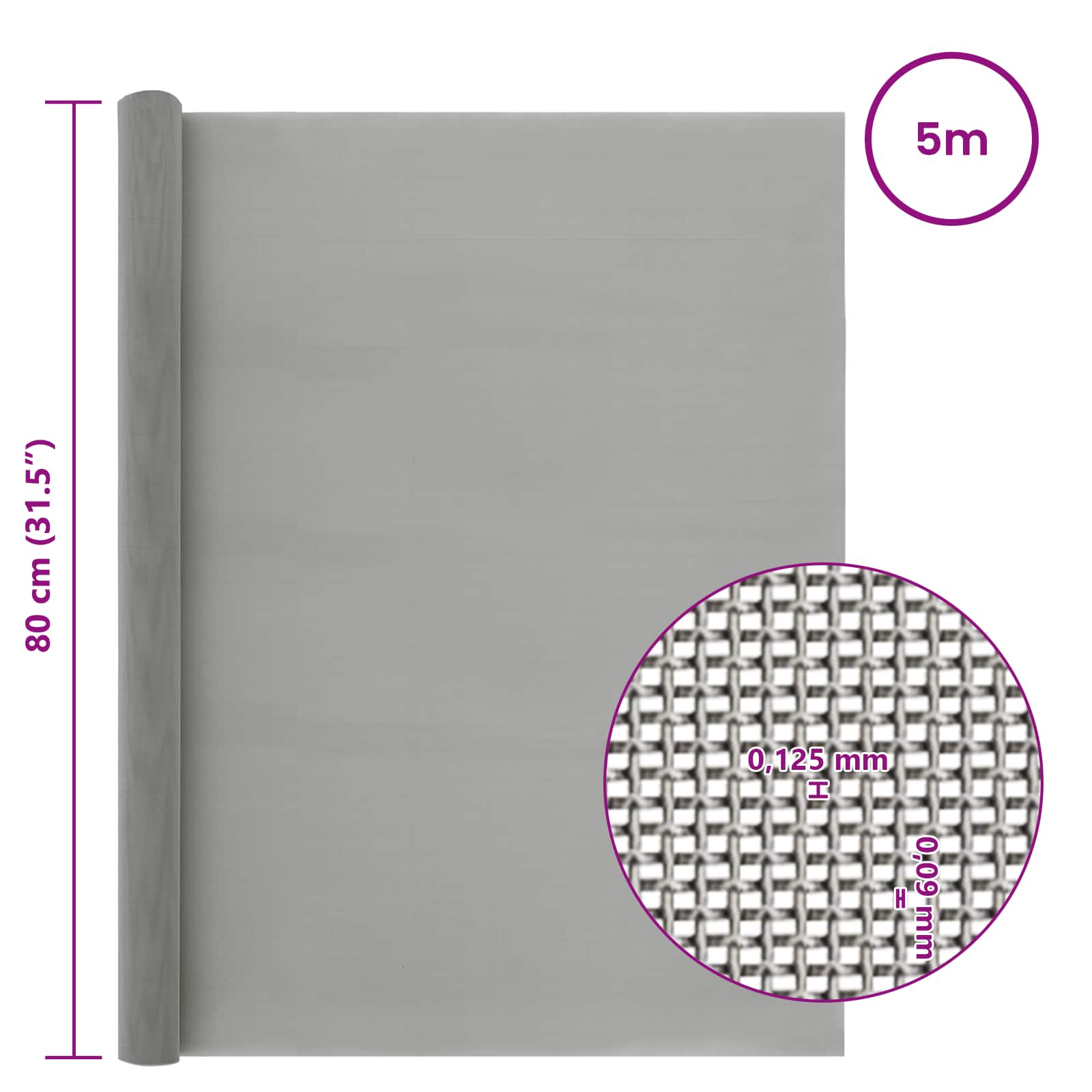 Mesh Bildschirm 20 x 500 cm 20 Mesh Edelstahl 201 Silber