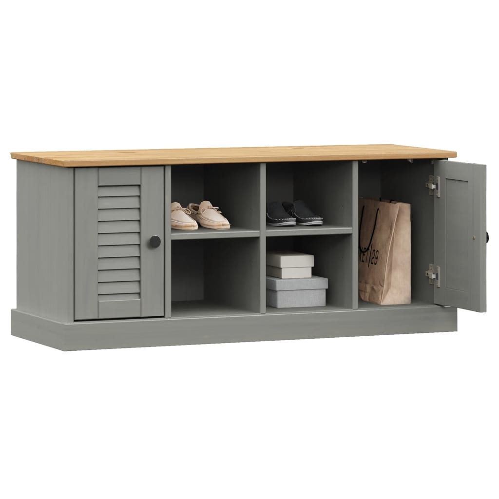Schuhbank VIGO Weiß 106x35x45 cm Massivholz Kiefer
