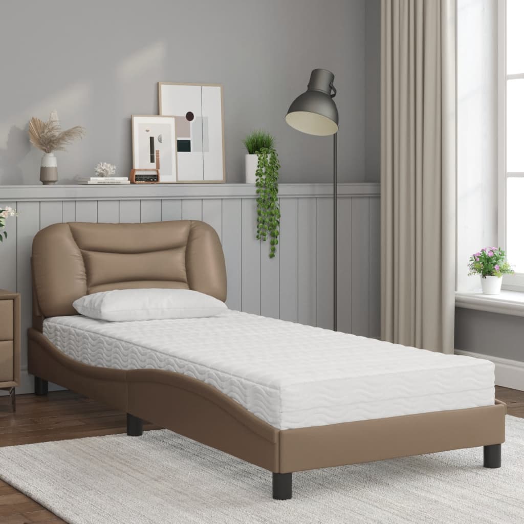 Bett mit Matratze "Hvar" Schwarz 80x200 cm Kunstleder