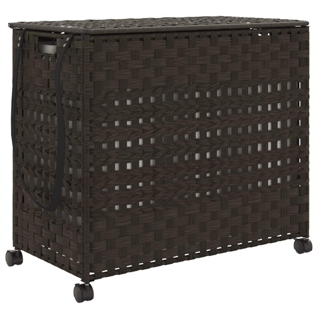 Wäschekorb mit Rollen 66x35x60 cm Rattan