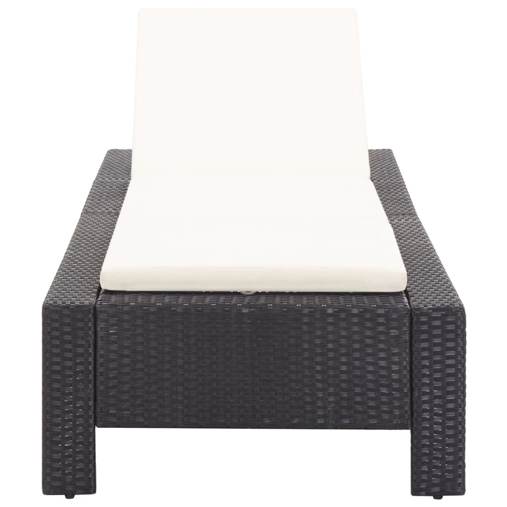 Sonnenliege mit Auflage Grau Poly Rattan