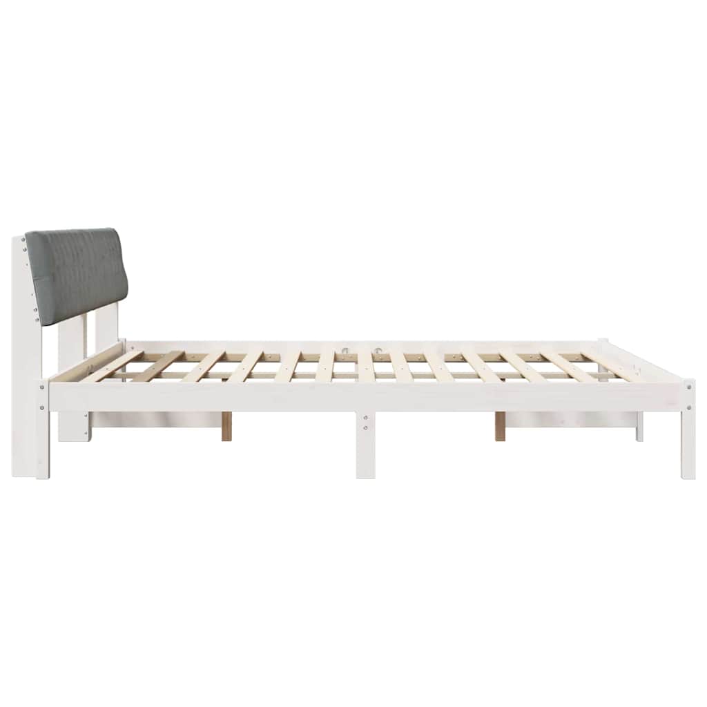 Bettgestell Braun und hellgrau 200 x 200 cm Massivholz Kiefer