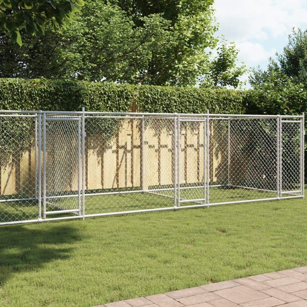Hundezwinger mit Tür Grau 2x2x1,5 m Verzinkter Stahl