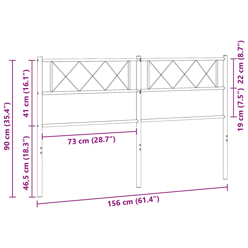 Ersatz-Kopfteil Metall Schwarz 100 cm