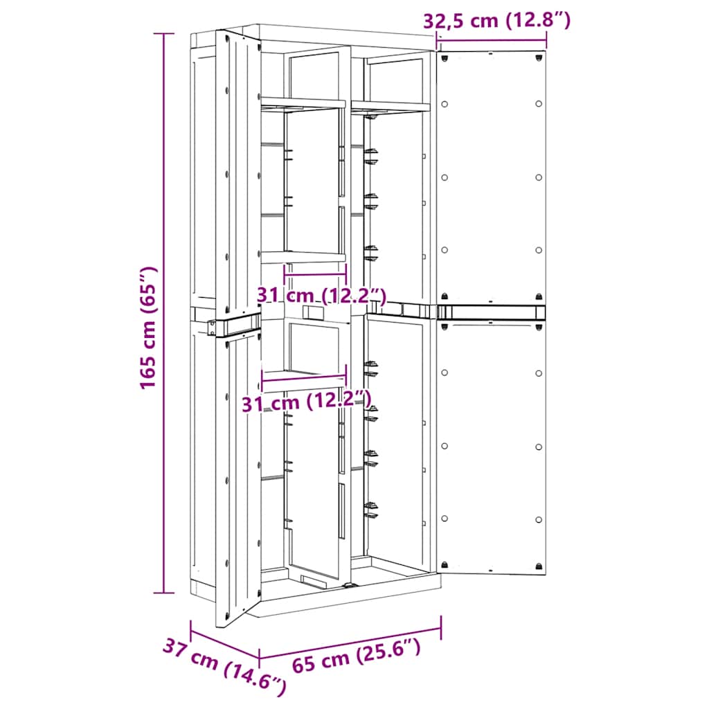 Gartenschrank Grau und Schwarz 65x37x85 cm PP