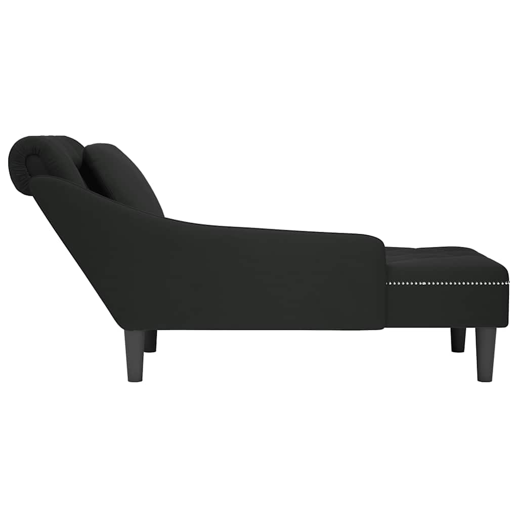 Chaiselongue mit Kissen und Rechter Armlehne Blau Samt