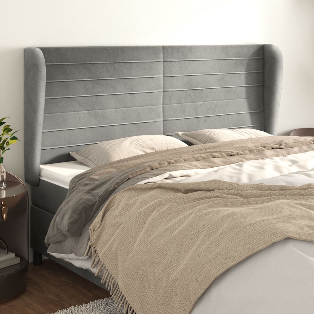Kopfteil mit Ohren Dunkelblau 203x23x118/128 cm Samt