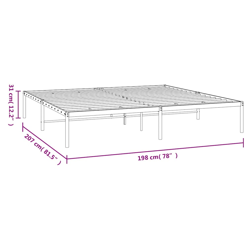 Bettgestell Metall Schwarz 75x190 cm