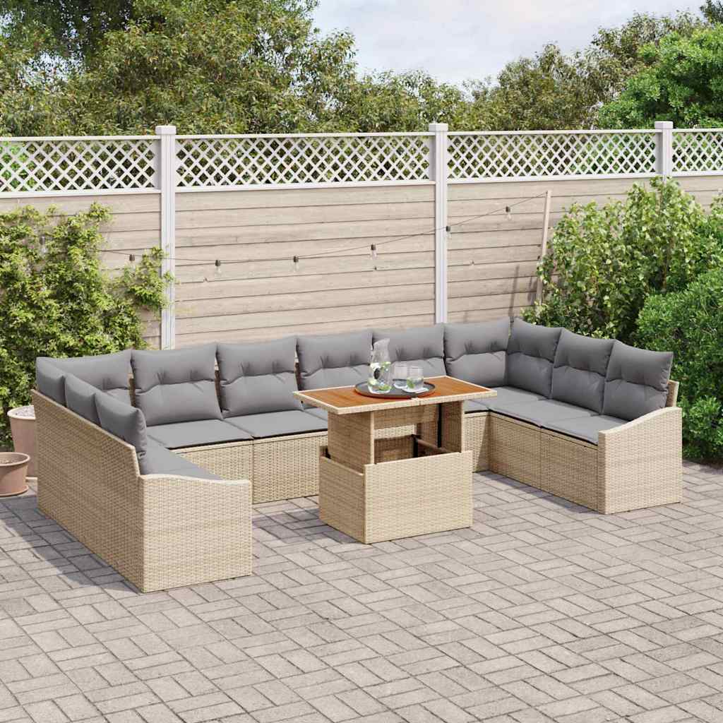 Garten Essgruppe mit Kissen 11 pcs Schwarz und Creme