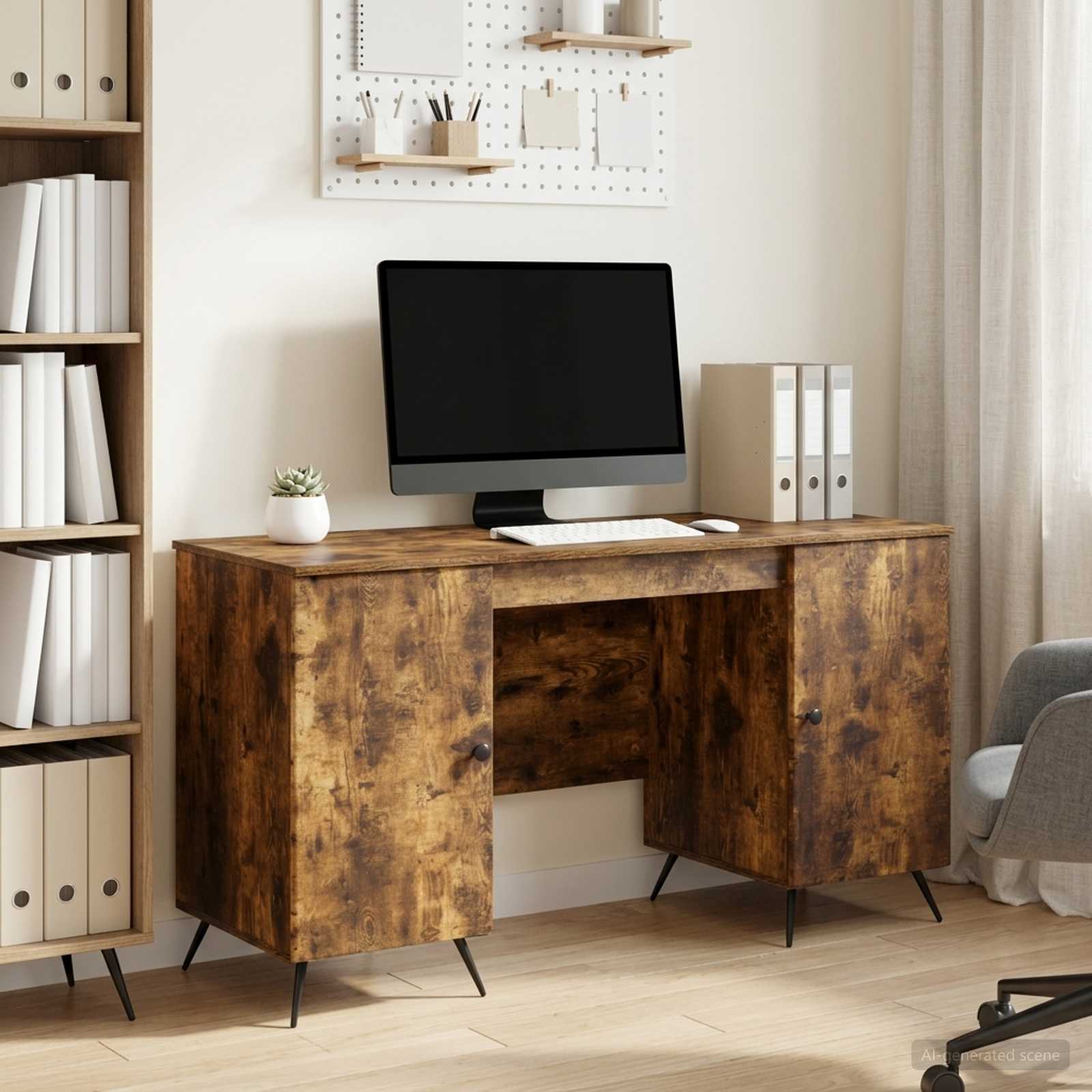 Schreibtisch mit Regal Schwarz 142,5 x 50 x 75 cm Holzwerkstoff
