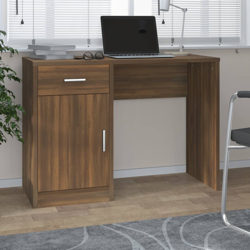 Schreibtisch mit Schublade und Schrank Eiche 100x40x73 cm