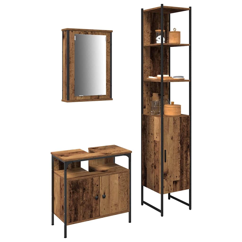 3-tlg. Badmöbel-Set Räuchereiche Holzwerkstoff