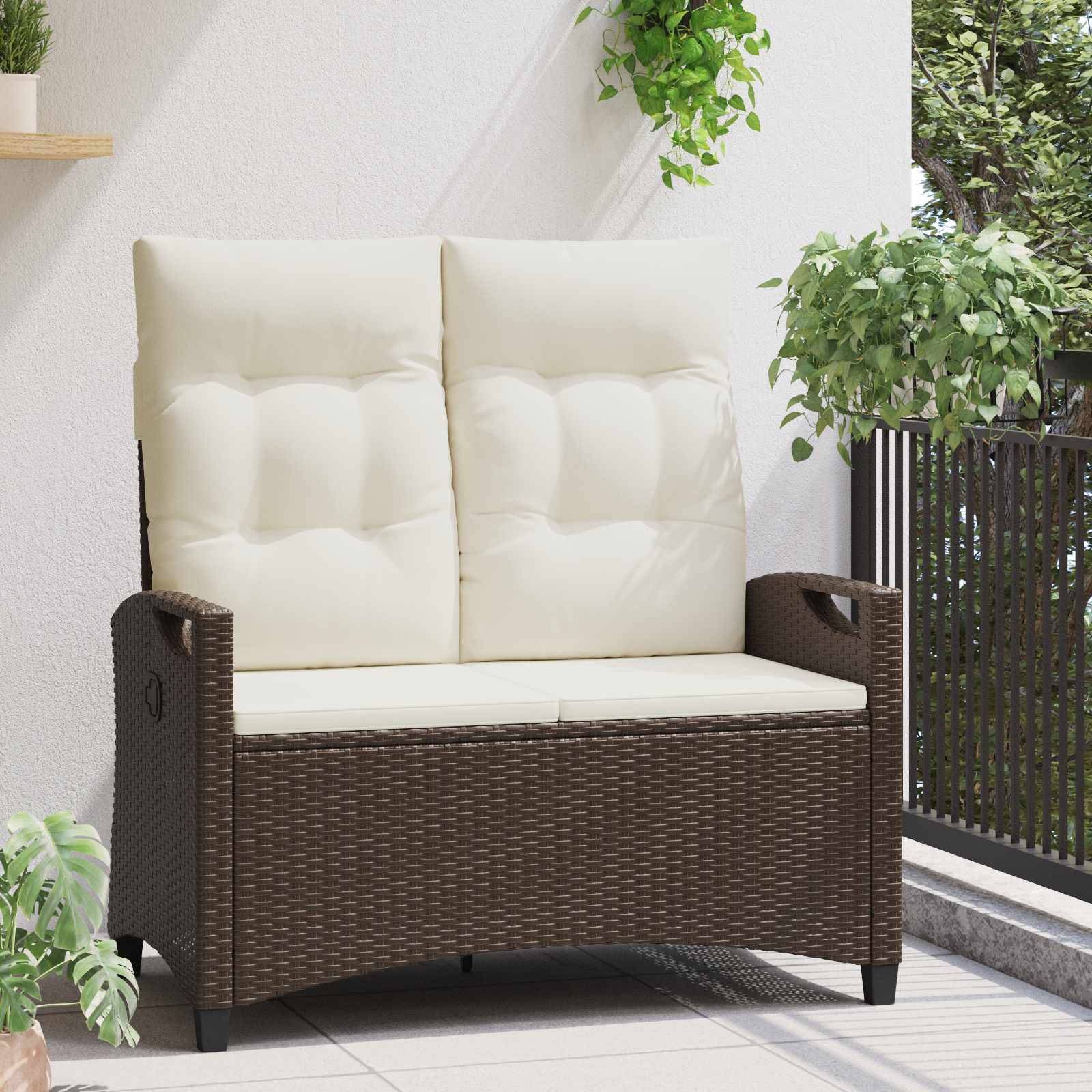 Gartenbank Schwarz 105 x 60 x 112 cm Stahl und Polyester