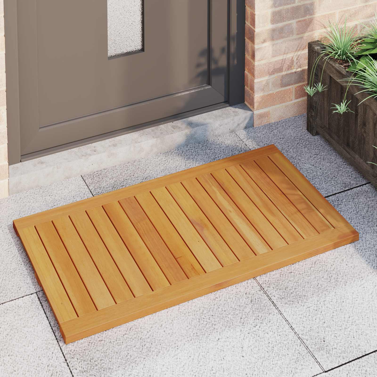 Badematte Uni Braun 60 x 40 cm Massives Akazienholz