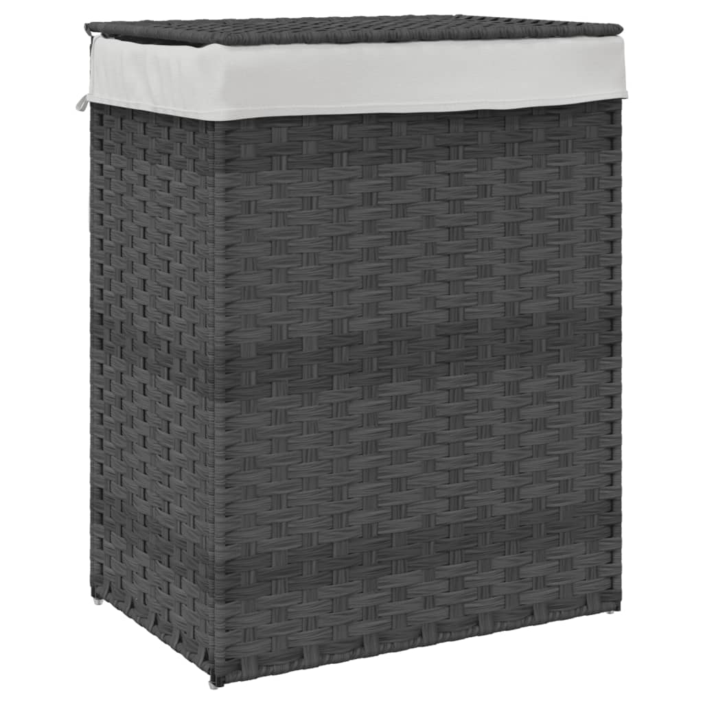 Wäschekorb mit Deckel 46x33x60 cm Poly Rattan