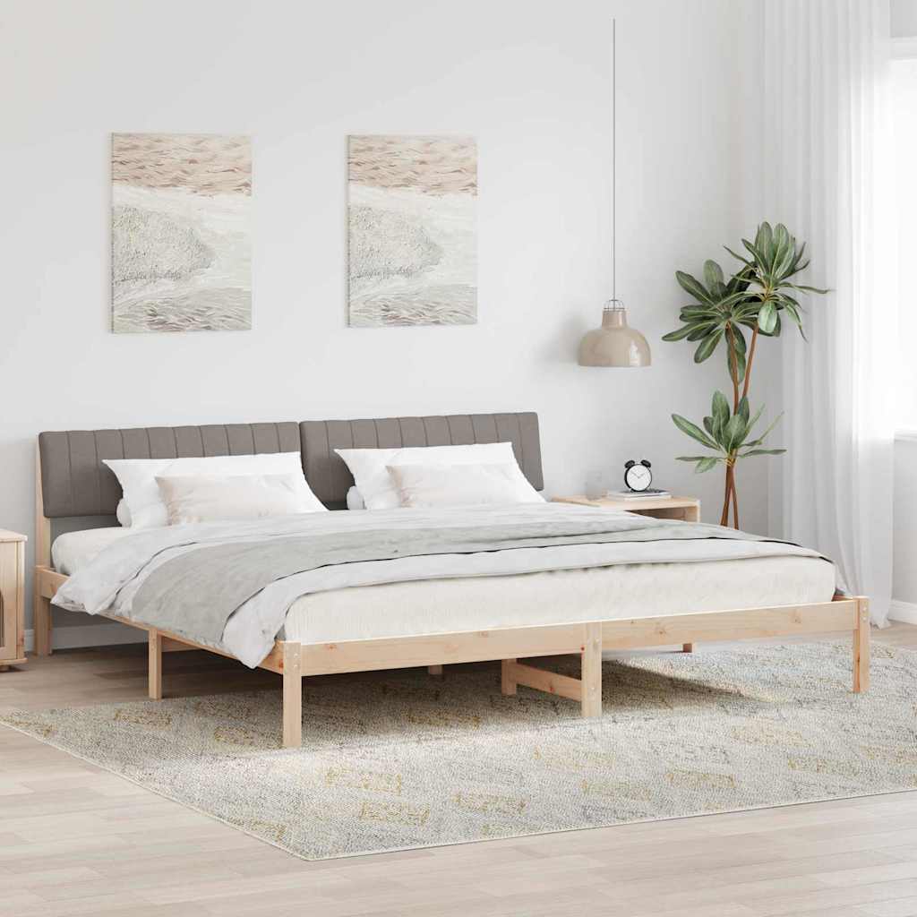 Bettgestell Braun und hellgrau 200 x 200 cm Massivholz Kiefer