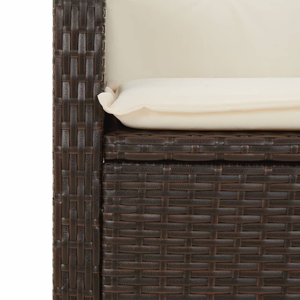 Gartensessel Verstellbar mit Kissen Schwarz Poly Rattan