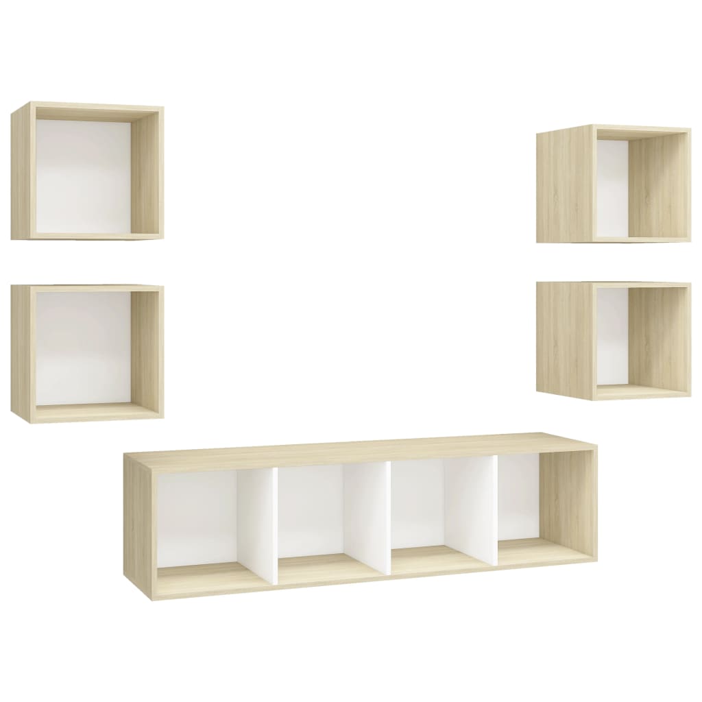 5-tlg. TV-Schrank-Set Grau Holzwerkstoff