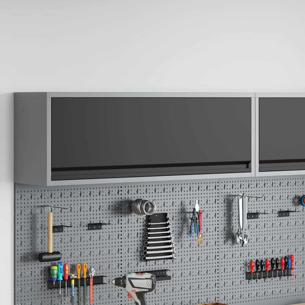 Werkzeugschrank mit Speicher Schwarz und Grau 50 x 25 x 35 cm