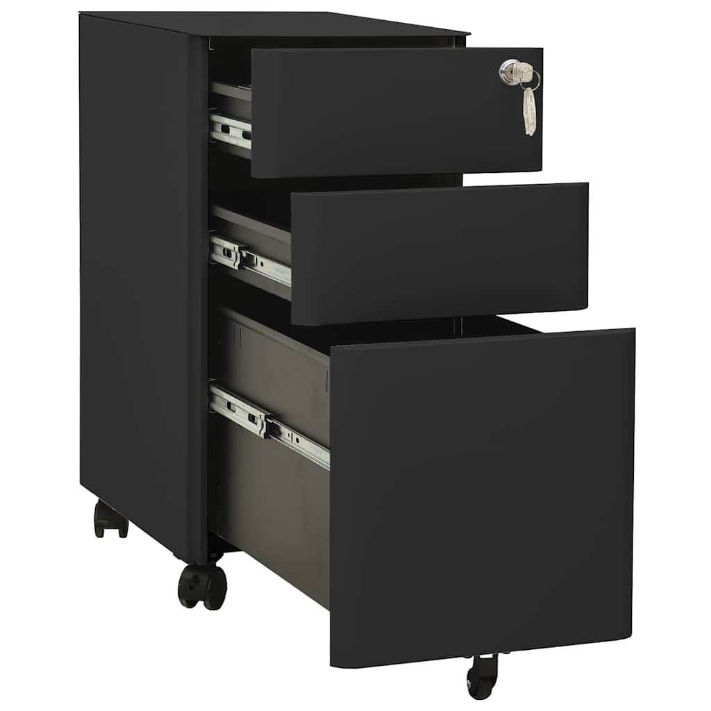Aktenschrank mit Rollen Weiß 30x45x59 cm Stahl