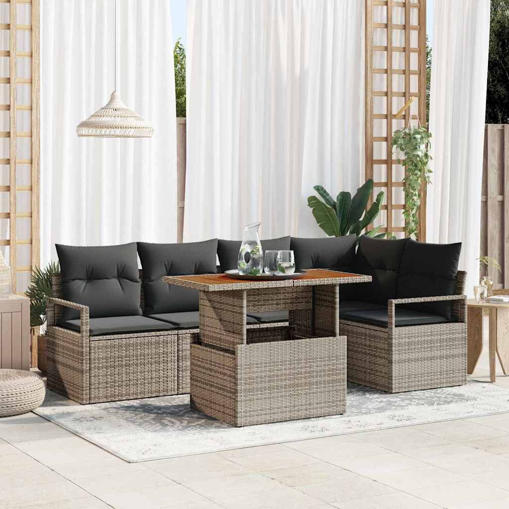 Garten Essgruppe mit Kissen 6 pcs Schwarz und Creme