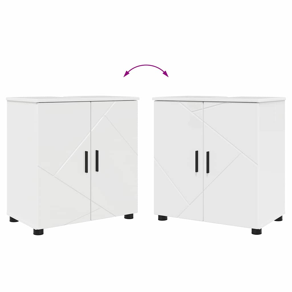 Badezimmermöbel-Set mit Tür 2 pcs Weiß Holzwerkstoff & Metall