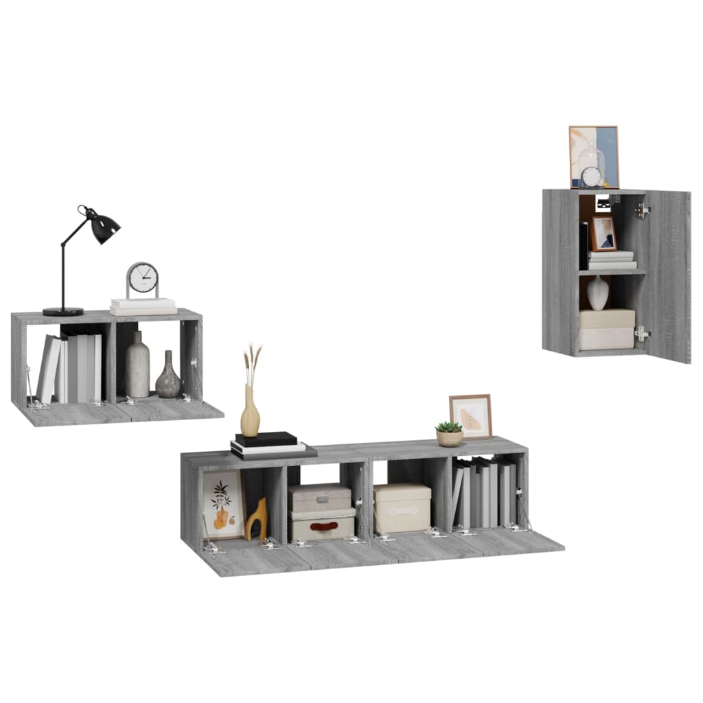 4-tlg. TV-Schrank-Set Sonoma-Eiche Holzwerkstoff