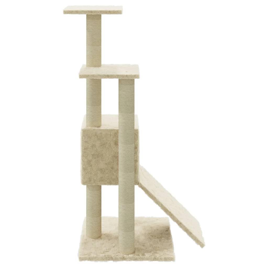 Kratzbaum mit Sisal-Kratzsäulen Hellgrau 92 cm