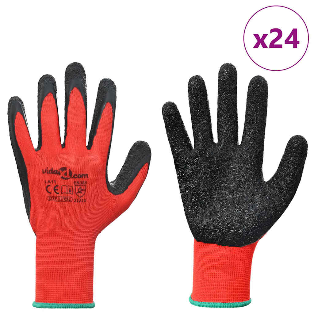 Arbeitshandschuhe 12 pcs Rot und Schwarz 7 / S Latexbeschichtung