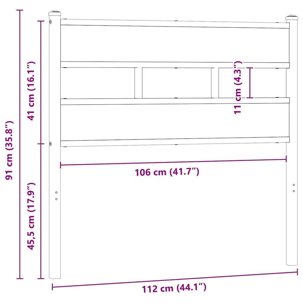 Ersatz-Kopfteil Räuchereiche 100 cm Eisen und Holzwerkstoff