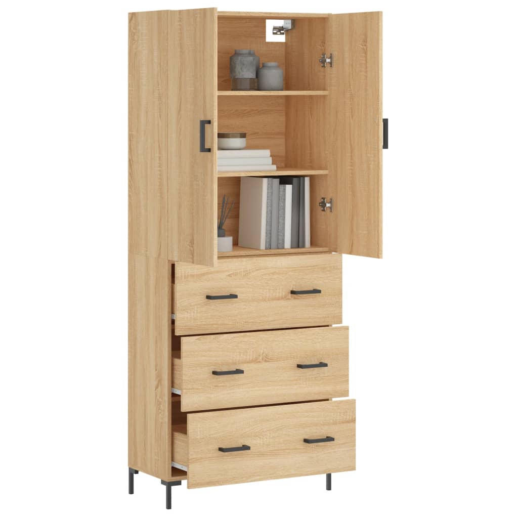Highboard Betongrau 69,5x34x180 cm Holzwerkstoff