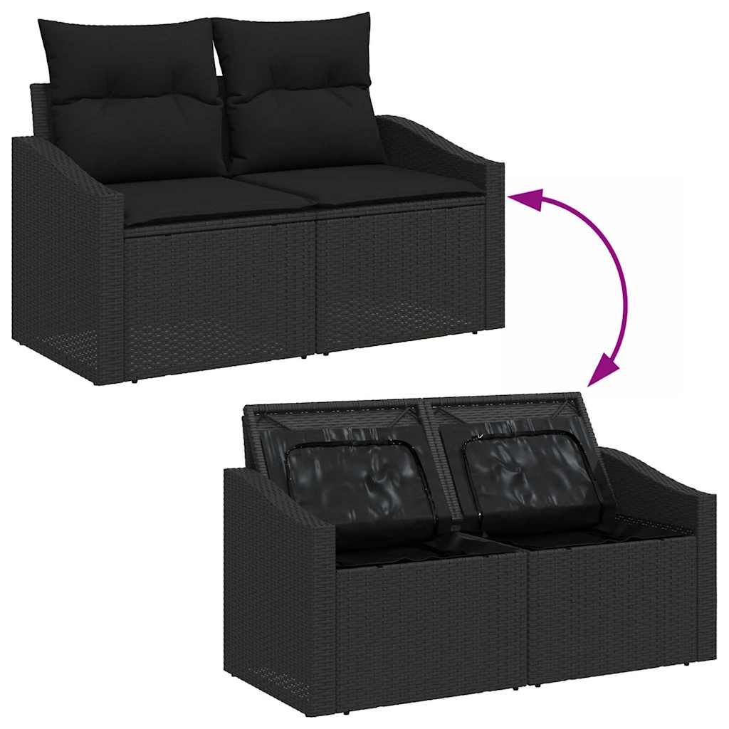 Garten Essgruppe mit Kissen 6 pcs Schwarz und Creme