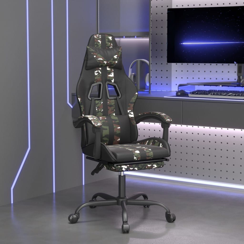 Gaming-Stuhl Drehbar Schwarz und Blau Kunstleder