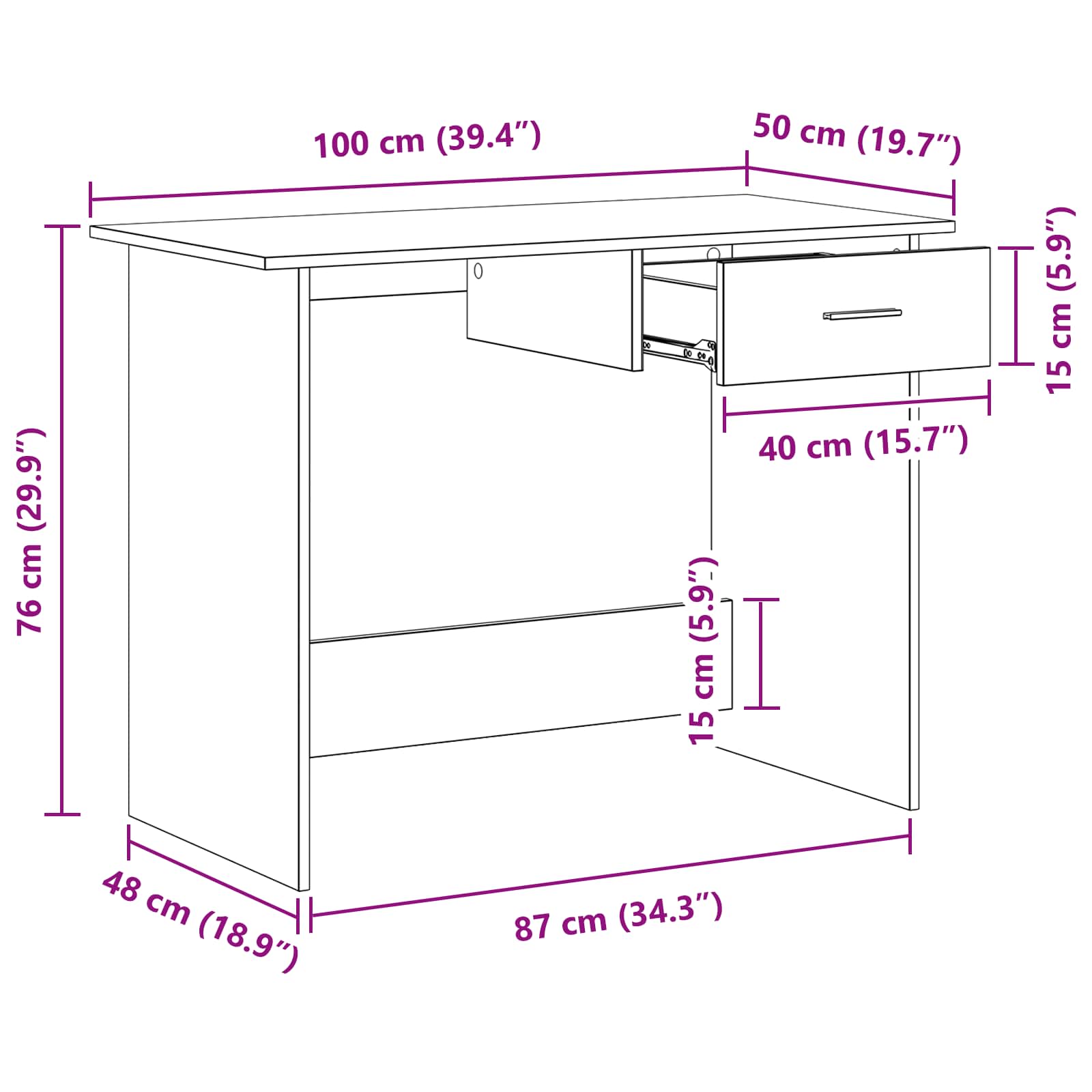 Schreibtisch Weiß 100x50x76 cm Holzwerkstoff