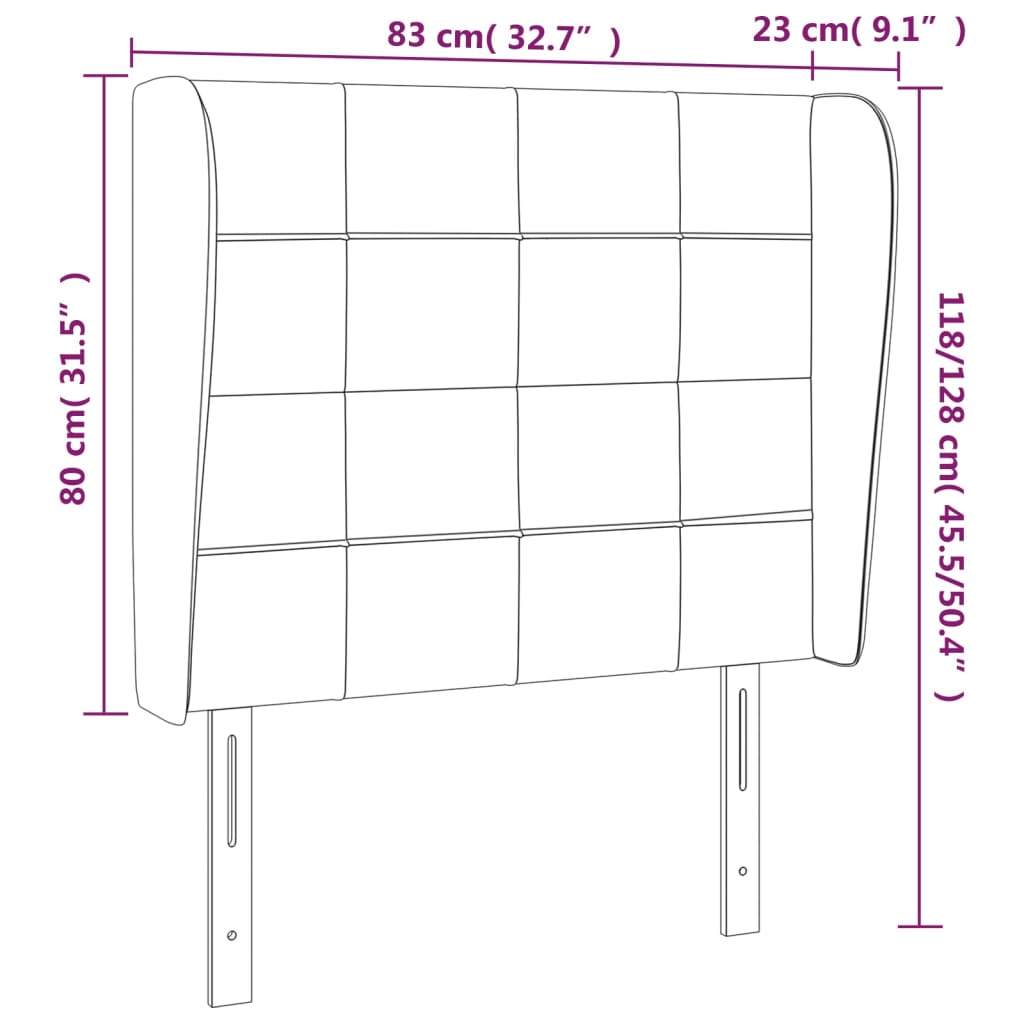 Kopfteil mit Ohren Dunkelblau 93x23x78/88 cm Samt