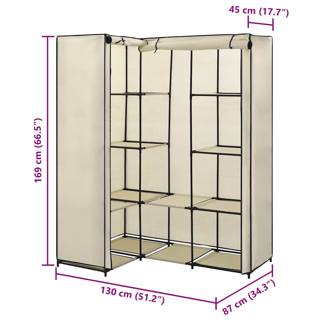 Eckkleiderschrank Schwarz 130 x 87 x 169 cm