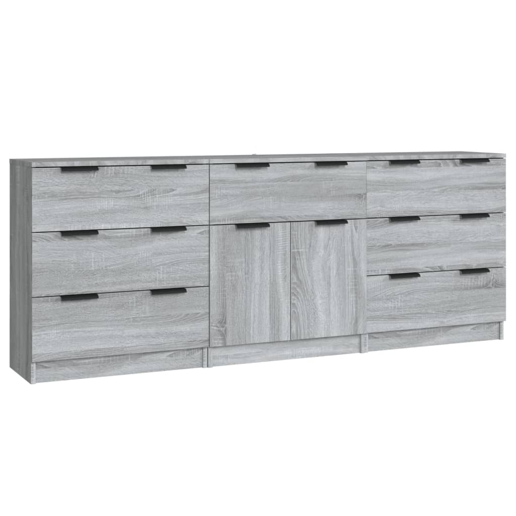 3-tlg. Sideboards Weiß Holzwerkstoff