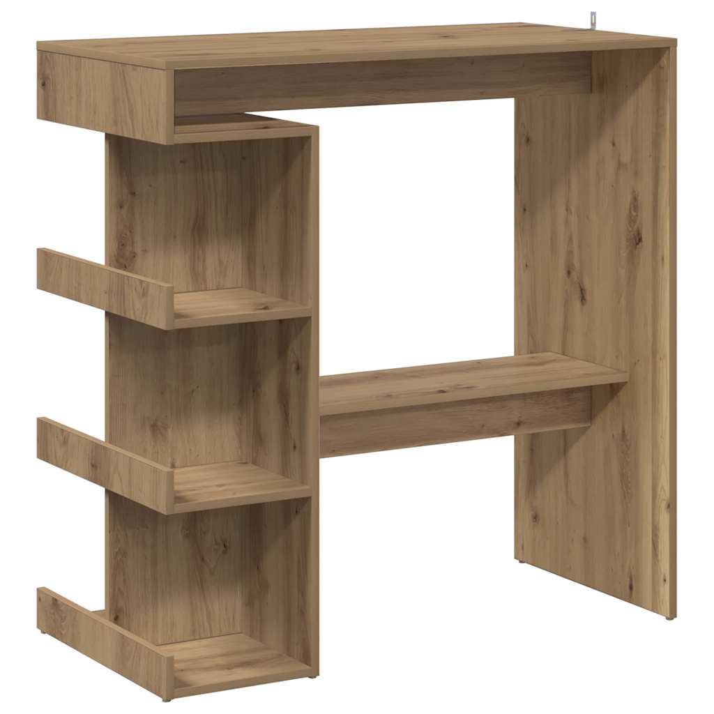 Bartisch mit Regal Weiß 100x50x101,5 cm Holzwerkstoff