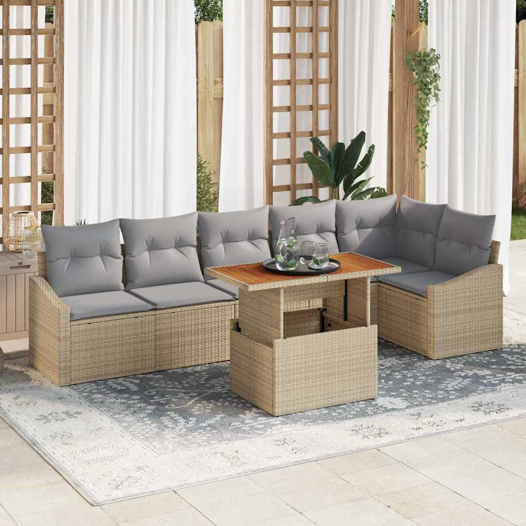 Garten Essgruppe mit Kissen 7 pcs Schwarz und Creme