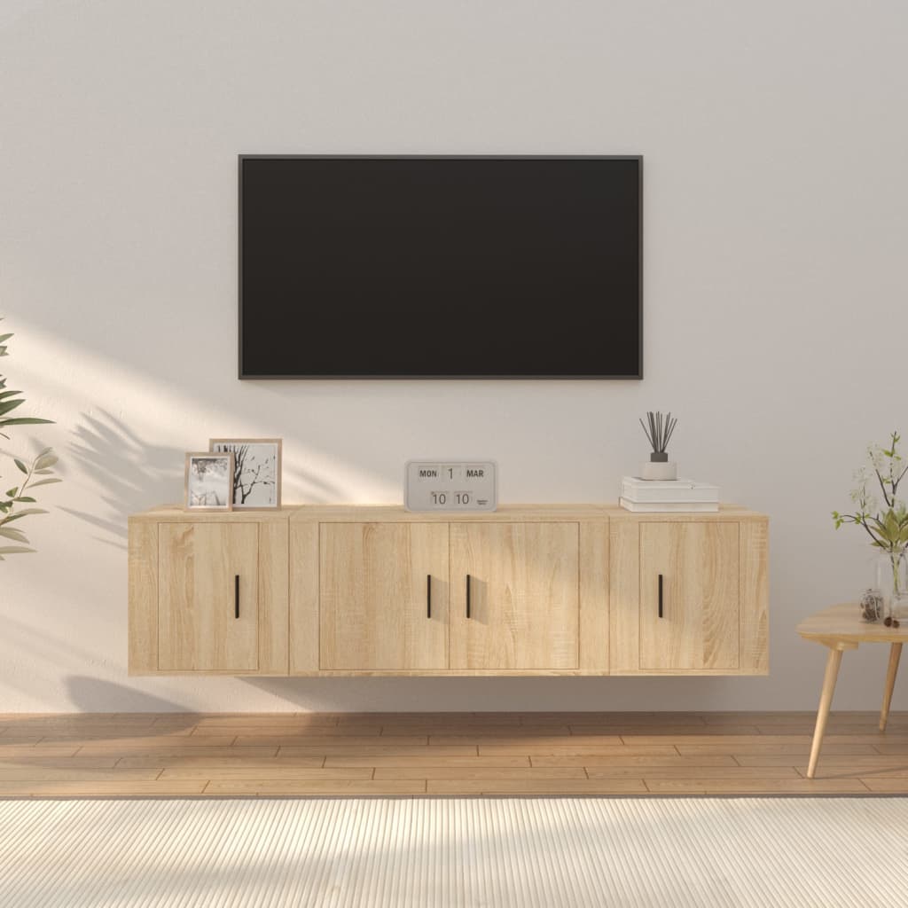 3-tlg. TV-Schrank-Set Weiß Holzwerkstoff