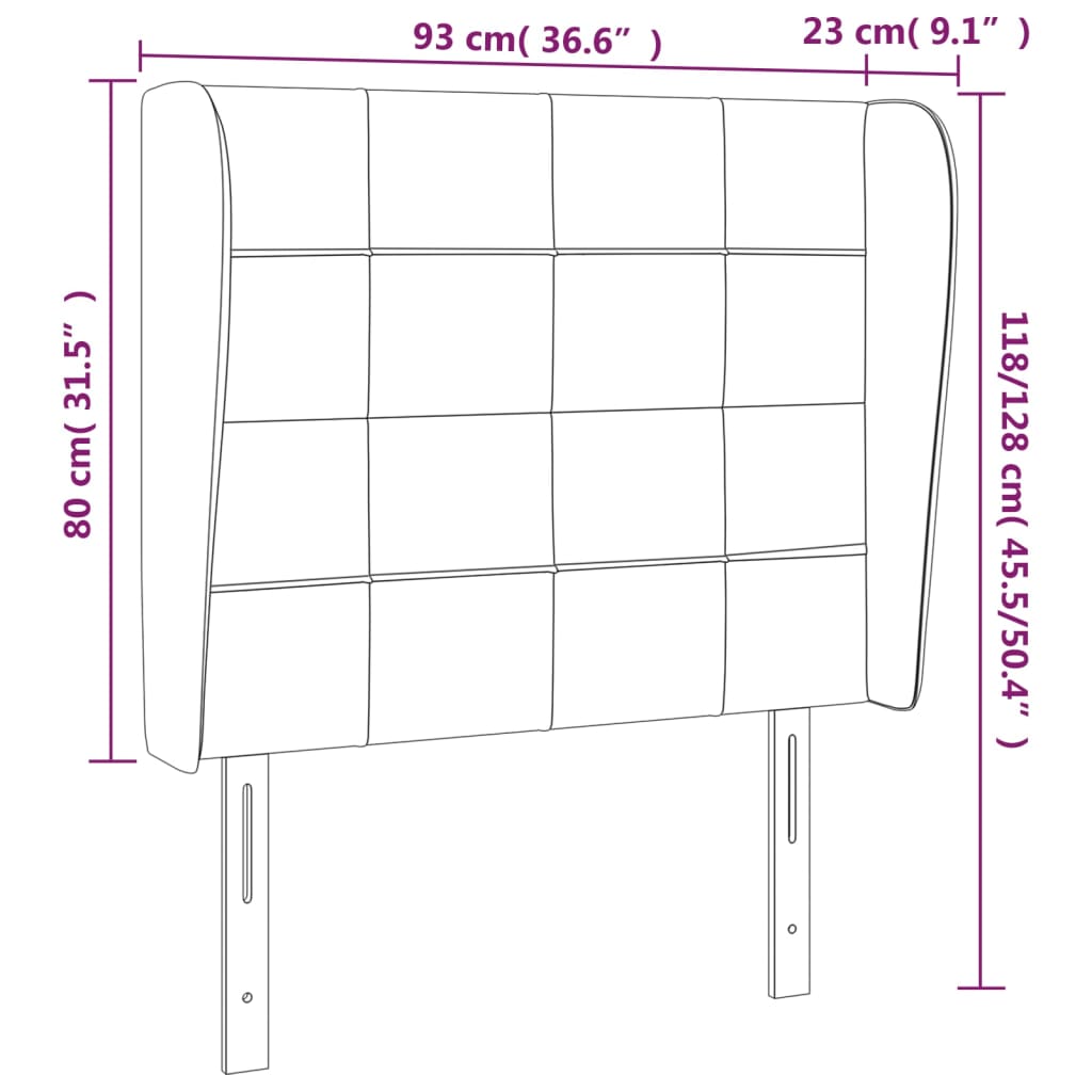 Kopfteil mit Ohren Dunkelblau 93x23x78/88 cm Samt