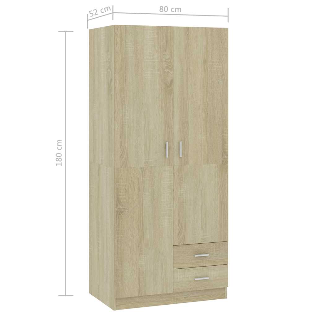 Kleiderschrank Weiß 80x52x180 cm Holzwerkstoff