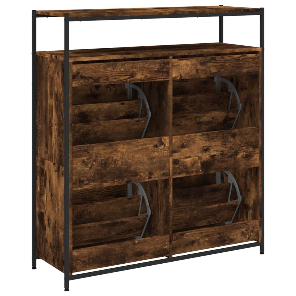 Schuhschrank mit 4 Klappen Sonoma-Eiche 100x34x112 cm
