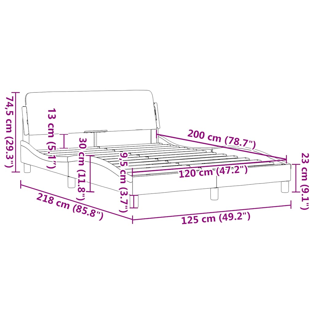 Bettgestell "Dover" Hellgrau 80x200 cm Samt