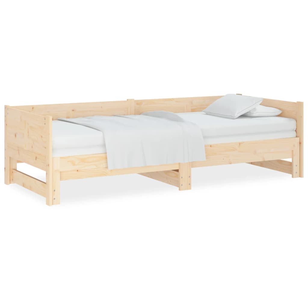 Ausziehbares Tagesbett Natur 180 x 200 cm Massives Kiefernholz